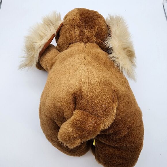 Vtg Union Toy Brown Dog Plush 15" Big Feet Floppy Fuzzy Ears Leather Nose 80s - Picture 2 of 13